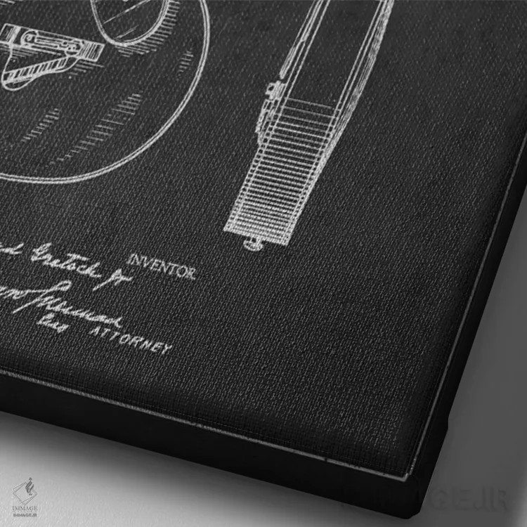 تابلو طرح ثبت اختراع گیتار (زغالی) اثر پیکسل کهنه (استودیو/نام هنری) - نمای نزدیک بافت بوم