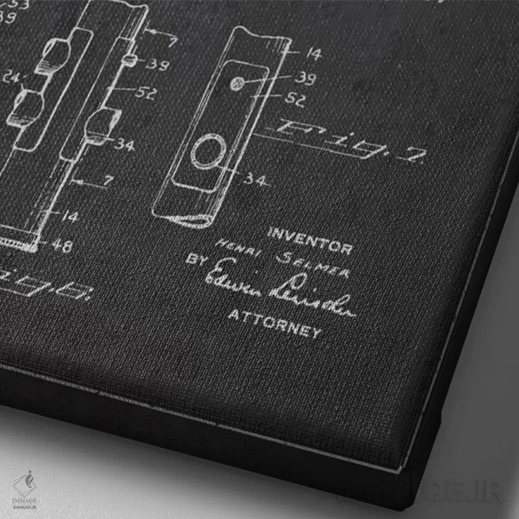 تابلو طرح ثبت اختراع ترومپت (زغالی) اثر پیکسل کهنه (استودیو/نام هنری) - نمای نزدیک بافت بوم