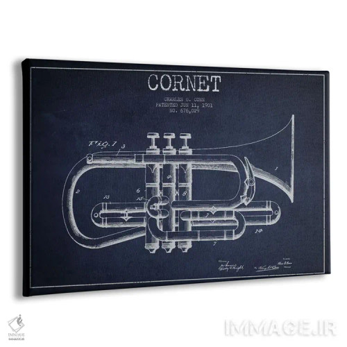 تابلو طرح ثبت اختراع کورنت (آبی نفتی) اثر پیکسل کهنه (استودیو/نام هنری) - نمای پرسپکتیو محصول