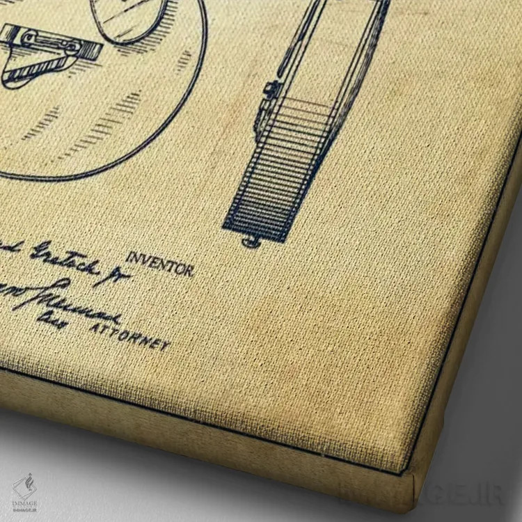 تابلو طرح ثبت اختراع گیتار (کهنه) اثر پیکسل کهنه (استودیو/نام هنری) - نمای نزدیک بافت بوم