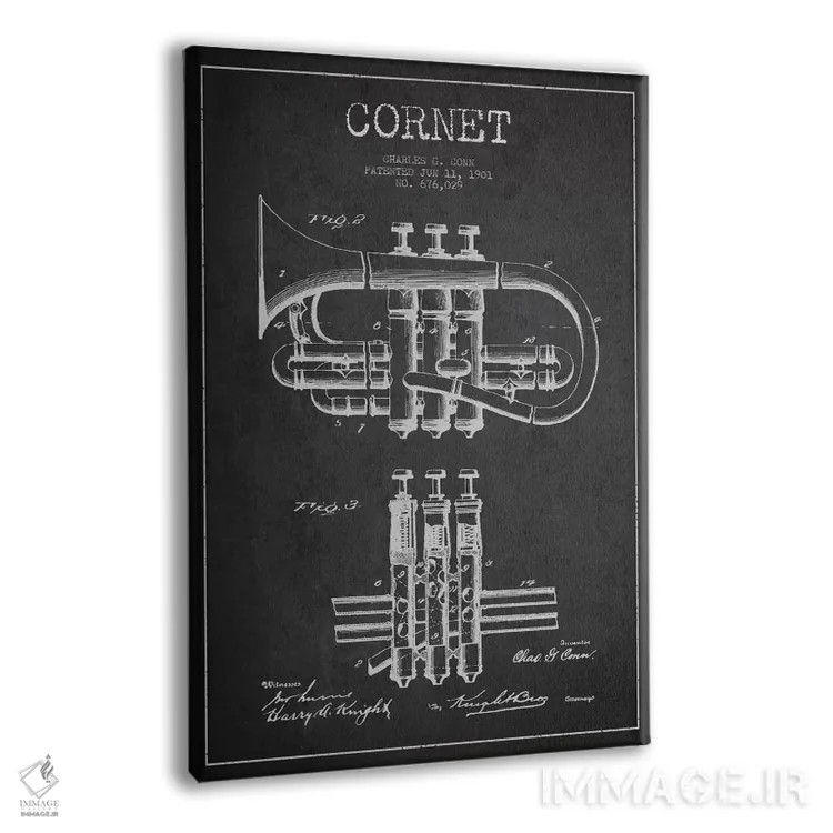 تابلو طرح ثبت اختراع کورنت (زغالی) اثر پیکسل کهنه (استودیو/نام هنری) - نمای پرسپکتیو محصول