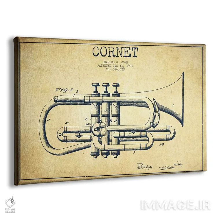 تابلو طرح ثبت اختراع کورنت (کهنه) اثر پیکسل کهنه (استودیو/نام هنری) - نمای پرسپکتیو محصول