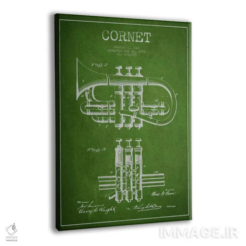 تابلو طرح ثبت اختراع کورنت (سبز) اثر پیکسل کهنه (استودیو/نام هنری) - نمای پرسپکتیو محصول