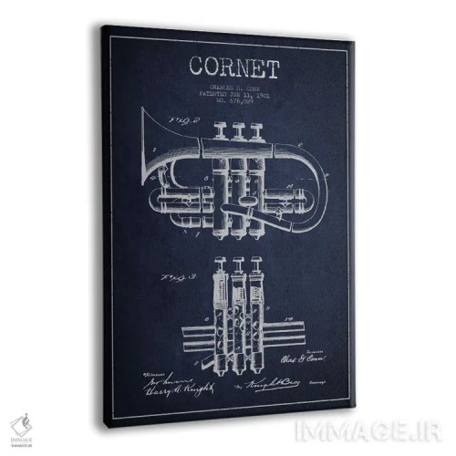 تابلو طرح ثبت اختراع کورنت (آبی نفتی) اثر پیکسل کهنه (استودیو/نام هنری) - نمای پرسپکتیو محصول