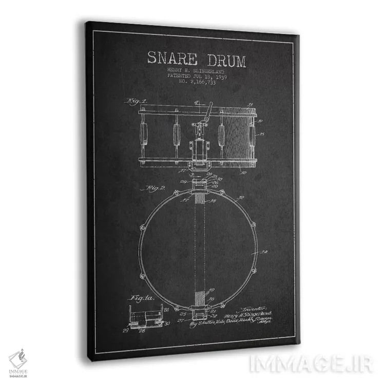 تابلو طرح ثبت اختراع درام (زغالی) (ساز کوبهای) اثر پیکسل کهنه (استودیو/نام هنری) - نمای پرسپکتیو محصول