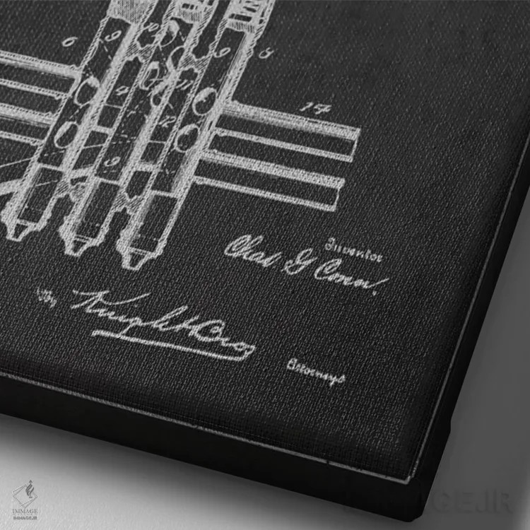 تابلو طرح ثبت اختراع کورنت (زغالی) اثر پیکسل کهنه (استودیو/نام هنری) - نمای نزدیک بافت بوم