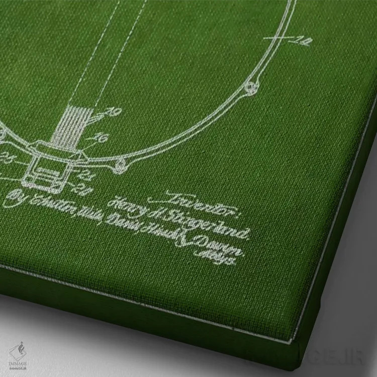 تابلو طرح ثبت اختراع درام (سبز) اثر پیکسل کهنه (استودیو/نام هنری) - نمای نزدیک بافت بوم