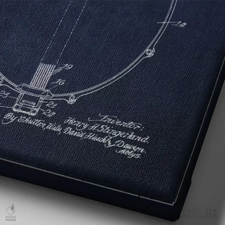 تابلو طرح ثبت اختراع درام (آبی نفتی) اثر پیکسل کهنه (استودیو/نام هنری) - نمای نزدیک بافت بوم