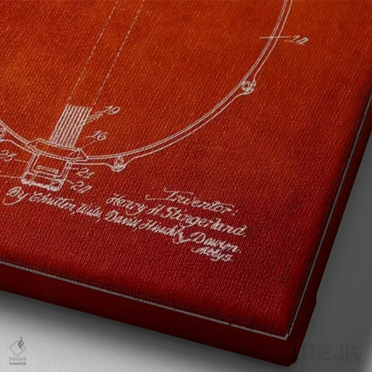 تابلو طرح ثبت اختراع درام (قرمز) اثر پیکسل کهنه (استودیو/نام هنری) - نمای نزدیک بافت بوم