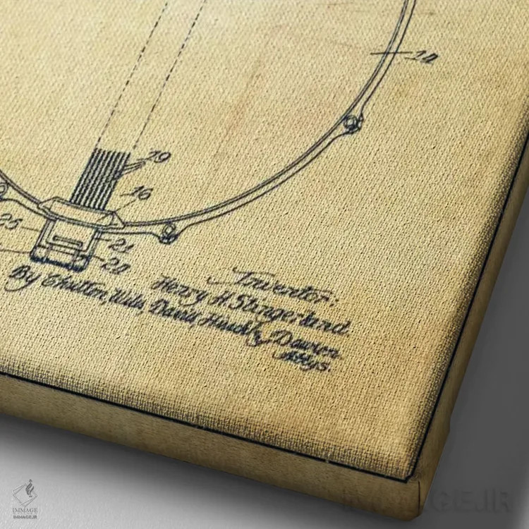 تابلو طرح ثبت اختراع درام (کهنه) اثر پیکسل کهنه (استودیو/نام هنری) - نمای نزدیک بافت بوم