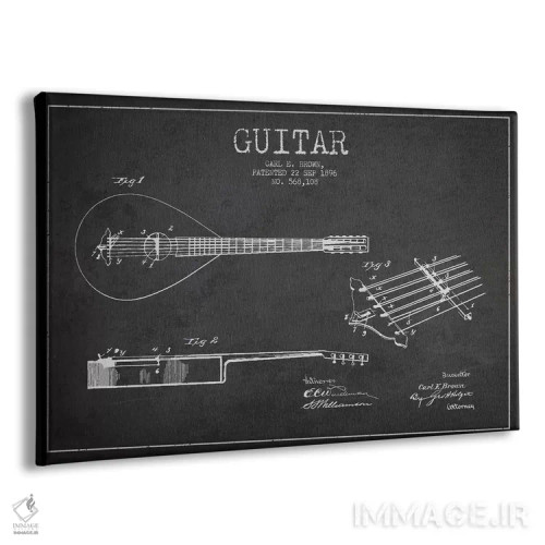 تابلو طرح ثبت اختراع گیتار (زغالی) اثر پیکسل کهنه (استودیو/نام هنری) - نمای پرسپکتیو محصول