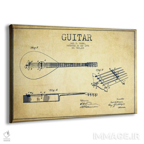 تابلو طرح ثبت اختراع گیتار (کهنه) اثر پیکسل کهنه (استودیو/نام هنری) - نمای پرسپکتیو محصول