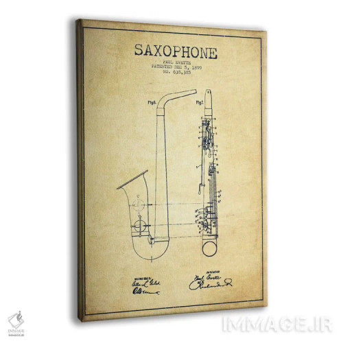 تابلو طرح ثبت اختراع ساکسوفون (کهنه) اثر پیکسل کهنه (استودیو/نام هنری) - نمای پرسپکتیو محصول