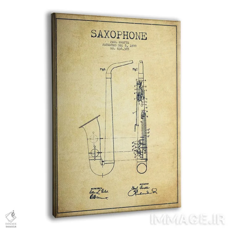 تابلو طرح ثبت اختراع ساکسوفون (کهنه) اثر پیکسل کهنه (استودیو/نام هنری) - نمای پرسپکتیو محصول