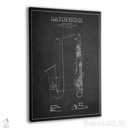 تابلو طرح ثبت اختراع ساکسوفون (زغالی) اثر پیکسل کهنه (استودیو/نام هنری) - نمای پرسپکتیو محصول
