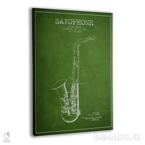 تابلو طرح ثبت اختراع ساکسوفون (سبز) اثر پیکسل کهنه (استودیو/نام هنری) - نمای پرسپکتیو محصول