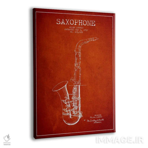 تابلو طرح ثبت اختراع ساکسوفون (قرمز) اثر پیکسل کهنه (استودیو/نام هنری) - نمای پرسپکتیو محصول