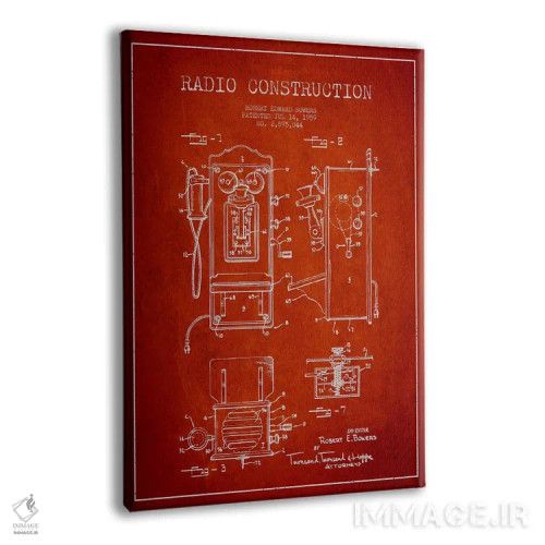 تابلو طرح ثبت اختراع رادیو بائرز (قرمز) اثر پیکسل کهنه (استودیو/نام هنری) - نمای پرسپکتیو محصول