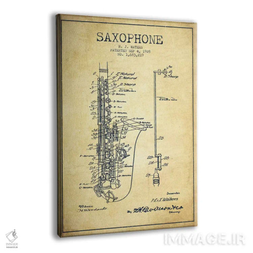 تابلو طرح ثبت اختراع ساکسوفون (کهنه) اثر پیکسل کهنه (استودیو/نام هنری) - نمای پرسپکتیو محصول