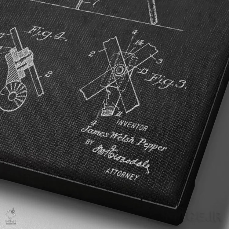 تابلو طرح ثبت اختراع درام (زغالی) اثر پیکسل کهنه (استودیو/نام هنری) - نمای نزدیک بافت بوم