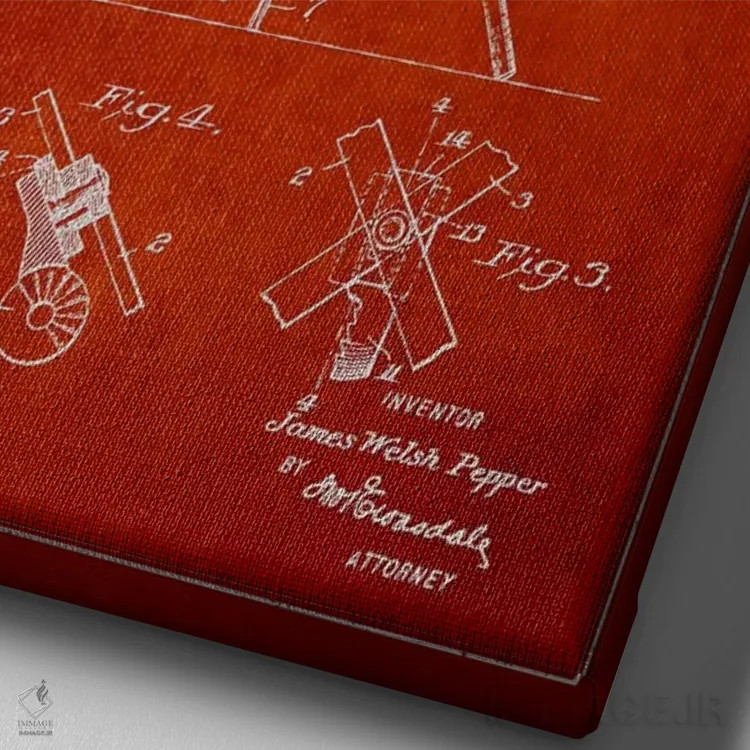 تابلو طرح ثبت اختراع درام (قرمز) اثر پیکسل کهنه (استودیو/نام هنری) - نمای نزدیک بافت بوم