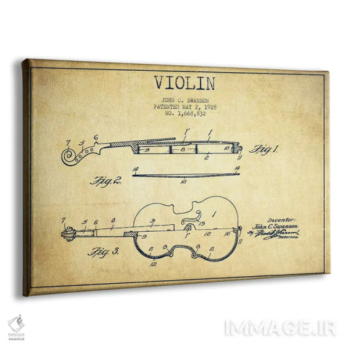 تابلو طرح ثبت اختراع ویولن (کهنه) اثر پیکسل کهنه (استودیو/نام هنری) - نمای پرسپکتیو محصول