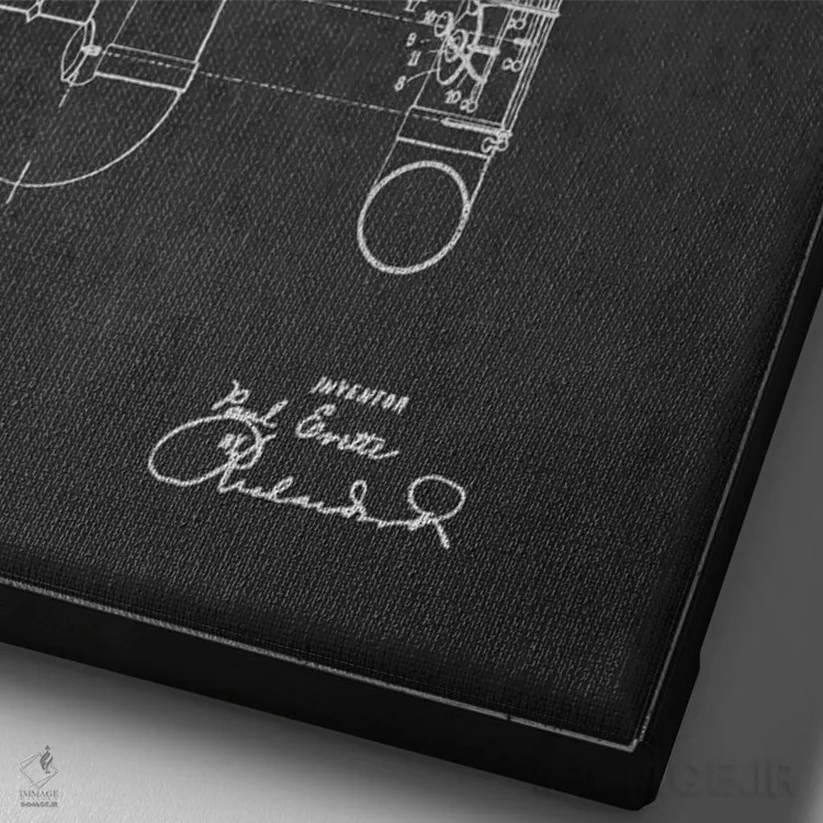 تابلو طرح ثبت اختراع ساکسوفون (زغالی) اثر پیکسل کهنه (استودیو/نام هنری) - نمای نزدیک بافت بوم