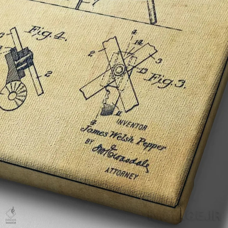 تابلو طرح ثبت اختراع درام (کهنه) اثر پیکسل کهنه (استودیو/نام هنری) - نمای نزدیک بافت بوم