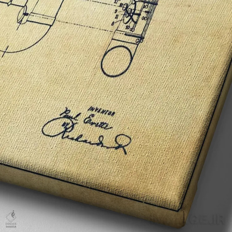 تابلو طرح ثبت اختراع ساکسوفون (کهنه) اثر پیکسل کهنه (استودیو/نام هنری) - نمای نزدیک بافت بوم