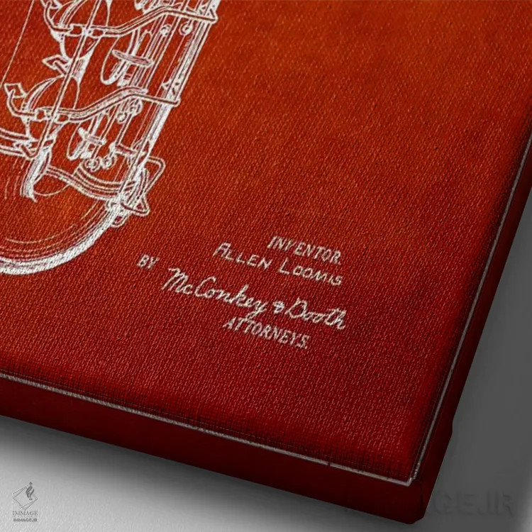 تابلو طرح ثبت اختراع ساکسوفون (قرمز) اثر پیکسل کهنه (استودیو/نام هنری) - نمای نزدیک بافت بوم