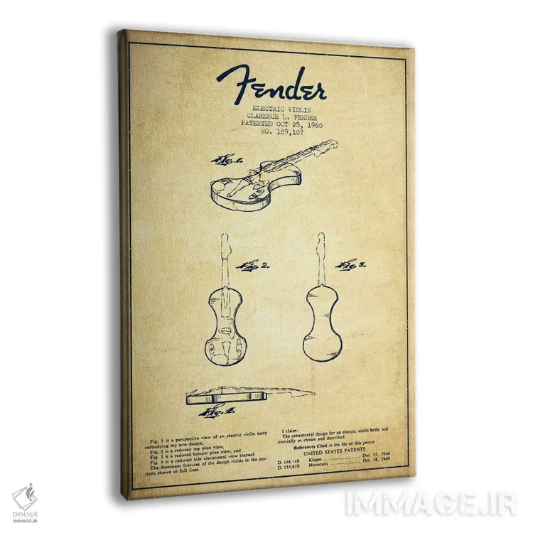 تابلو طرح ثبت اختراع ویولن (کهنه) اثر پیکسل کهنه (استودیو/نام هنری) - نمای پرسپکتیو محصول
