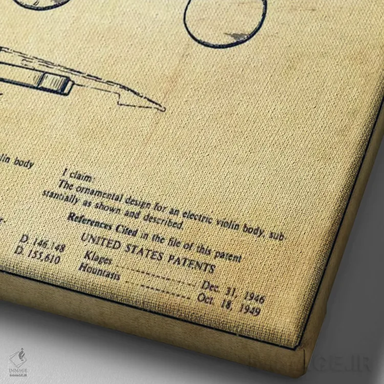 تابلو طرح ثبت اختراع ویولن (کهنه) اثر پیکسل کهنه (استودیو/نام هنری) - نمای نزدیک بافت بوم