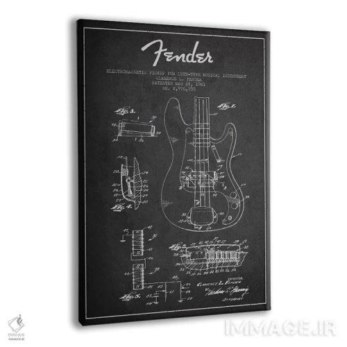 تابلو طرح ثبت اختراع گیتار (زغالی) اثر پیکسل کهنه (استودیو/نام هنری) - نمای پرسپکتیو محصول