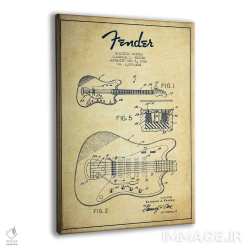 تابلو طرح ثبت اختراع گیتار الکتریک (کهنه) اثر پیکسل کهنه (استودیو/نام هنری) - نمای پرسپکتیو محصول