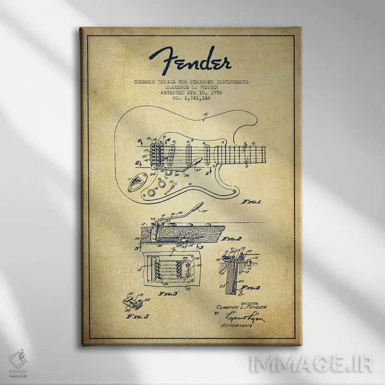 تابلو طرح ثبت اختراع ترمولو (کهنه) اثر پیکسل کهنه (استودیو/نام هنری) - نمای روبهرو روی دیوار