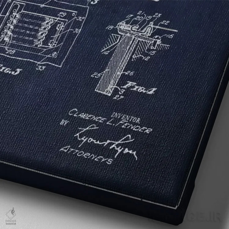 تابلو طرح ثبت اختراع ترمولو (آبی نفتی) اثر پیکسل کهنه (استودیو/نام هنری) - نمای نزدیک بافت بوم