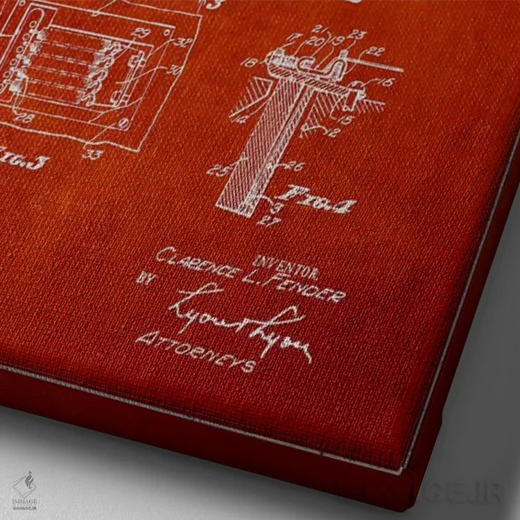 تابلو طرح ثبت اختراع ترمولو (قرمز) اثر پیکسل کهنه (استودیو/نام هنری) - نمای نزدیک بافت بوم