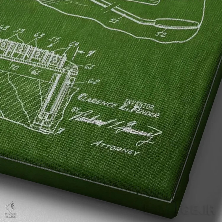 تابلو طرح ثبت اختراع ترمولو شناور (سبز) اثر پیکسل کهنه (استودیو/نام هنری) - نمای نزدیک بافت بوم