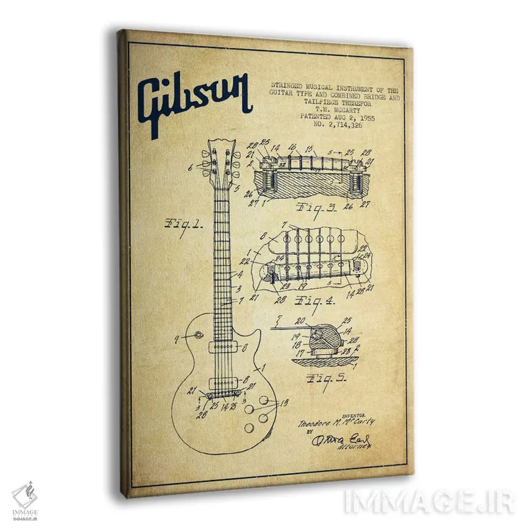تابلو طرح ثبت اختراع گیتار گیبسون (کهنه) اثر پیکسل کهنه (استودیو/نام هنری) - نمای پرسپکتیو محصول