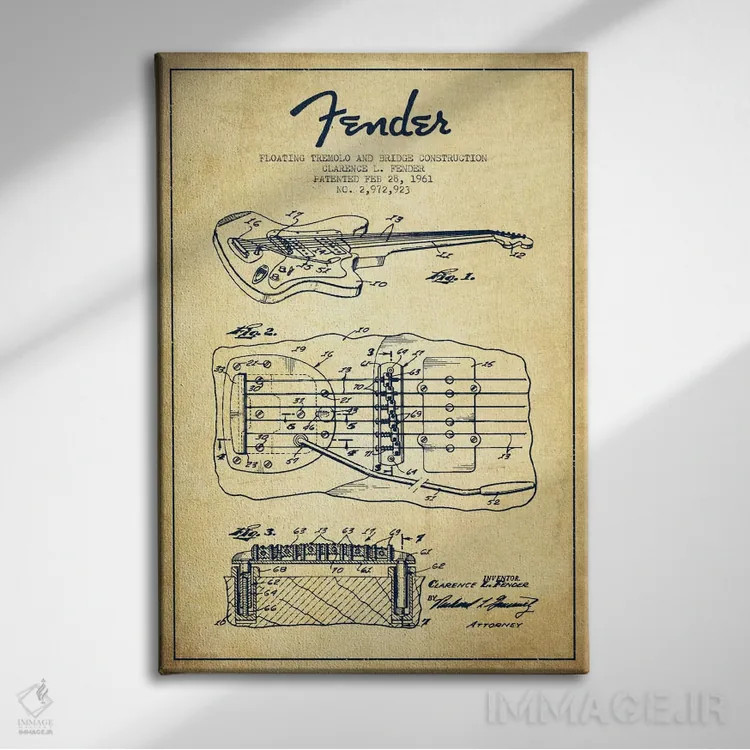 تابلو طرح ثبت اختراع ترمولو شناور (کهنه) اثر پیکسل کهنه (استودیو/نام هنری) - نمای روبهرو روی دیوار