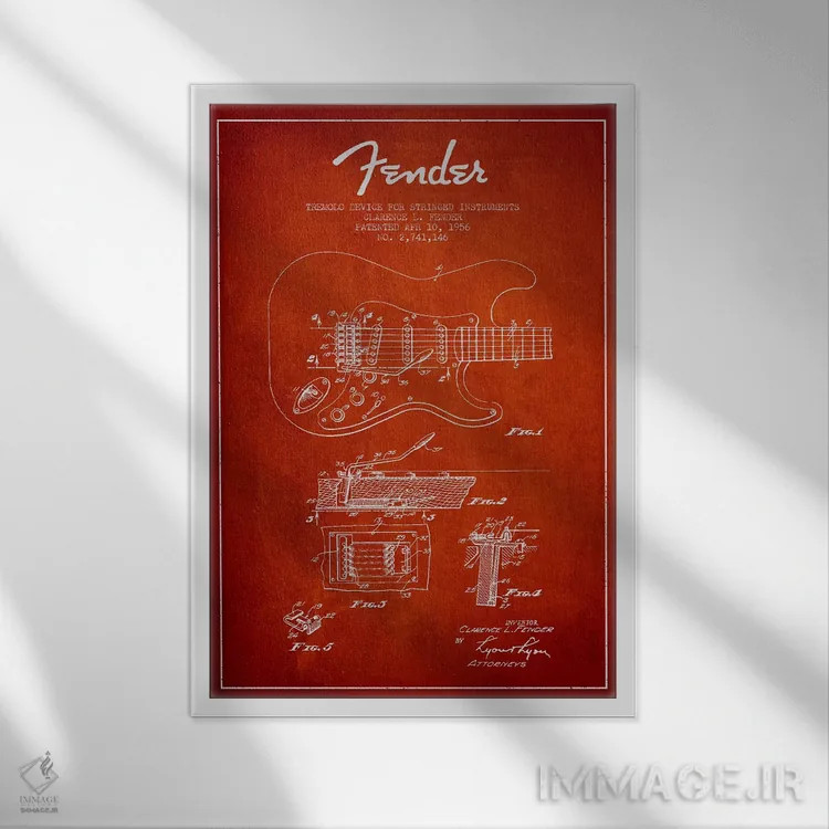 تابلو طرح ثبت اختراع ترمولو (قرمز) اثر پیکسل کهنه (استودیو/نام هنری) - نمای قابدار سفید