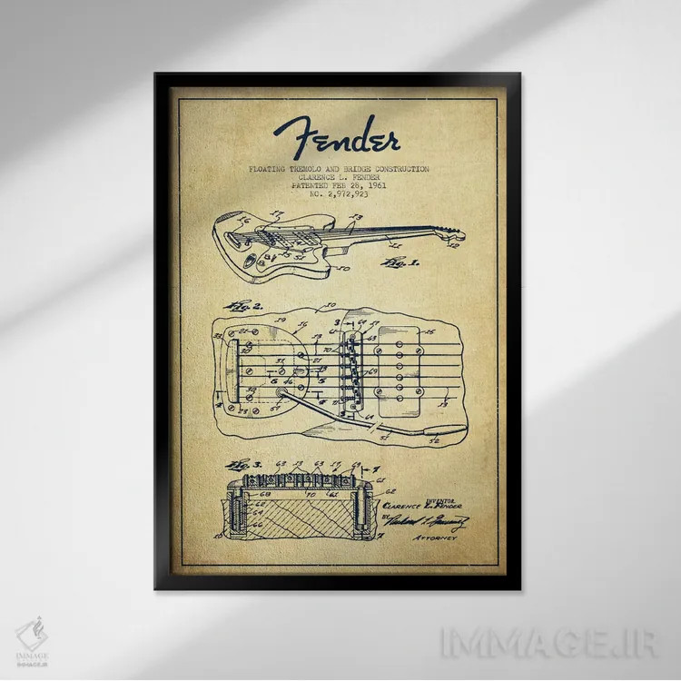 تابلو طرح ثبت اختراع ترمولو شناور (کهنه) اثر پیکسل کهنه (استودیو/نام هنری) - نمای قابدار مشکی