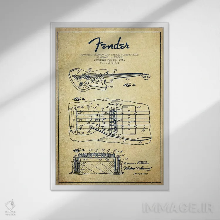 تابلو طرح ثبت اختراع ترمولو شناور (کهنه) اثر پیکسل کهنه (استودیو/نام هنری) - نمای قابدار سفید