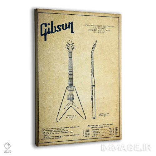 تابلو طرح ثبت اختراع گیتار الکتریک گیبسون (کهنه) اثر پیکسل کهنه (استودیو/نام هنری) - نمای پرسپکتیو محصول