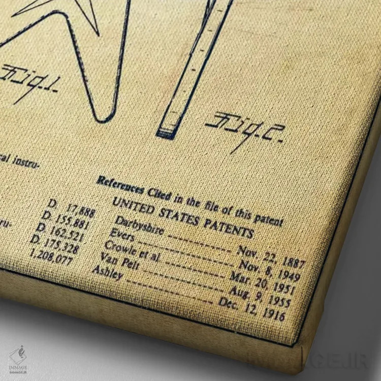 تابلو طرح ثبت اختراع گیتار الکتریک گیبسون (کهنه) اثر پیکسل کهنه (استودیو/نام هنری) - نمای نزدیک بافت بوم