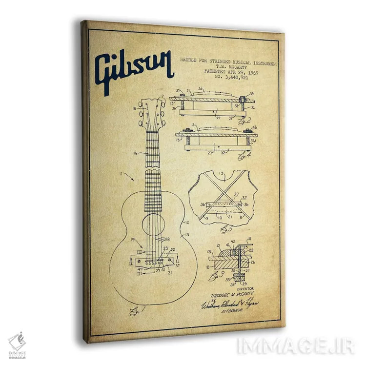 تابلو طرح ثبت اختراع ساز زهی گیبسون (کهنه) اثر پیکسل کهنه (استودیو/نام هنری) - نمای پرسپکتیو محصول