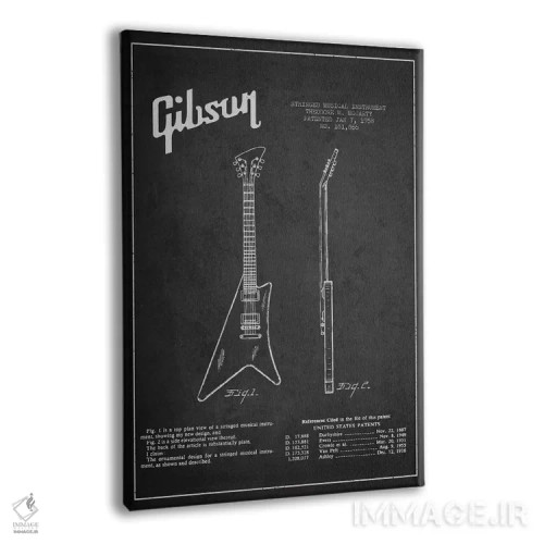 تابلو نقشهٔ اختراعی ساز گیبسون (زغالی) اثر پیکسل کهنه (استودیو/نام هنری) - نمای پرسپکتیو محصول