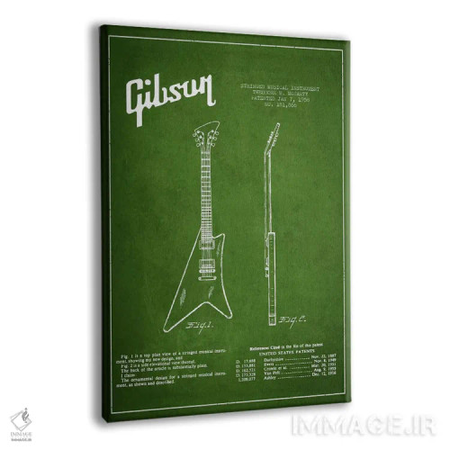 تابلو نقشهٔ اختراعی ساز گیبسون (سبز) اثر پیکسل کهنه (استودیو/نام هنری) - نمای پرسپکتیو محصول
