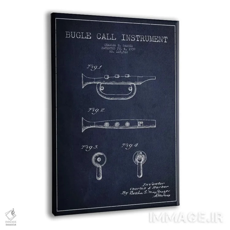 تابلو نقشهٔ اختراعی شیپور (آبی نفتی) اثر پیکسل کهنه (استودیو/نام هنری) - نمای پرسپکتیو محصول