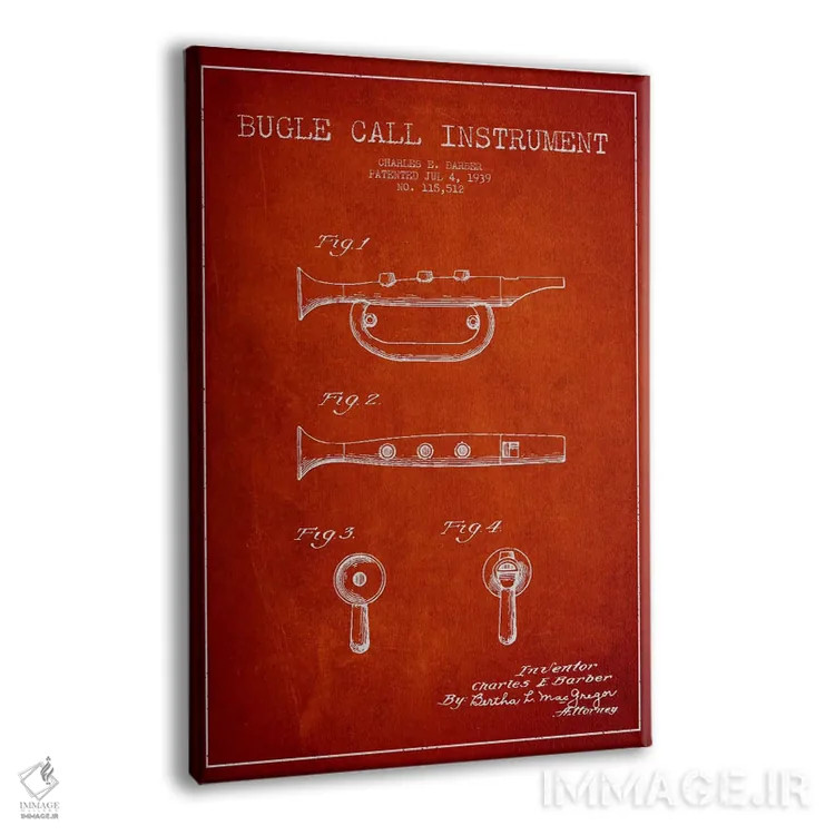 تابلو نقشهٔ اختراعی شیپور (قرمز) اثر پیکسل کهنه (استودیو/نام هنری) - نمای پرسپکتیو محصول